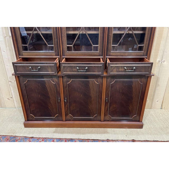 English Bookcase 2 Bodies in Mahogany, 1970s For Sale - Image 11 of 14