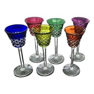 Vintage Colored Wine Glasses from Baccarat, 1960s, Set of 6 For Sale