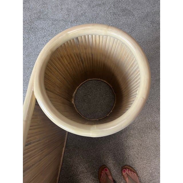Vintage Coastal Bamboo Reed Coffee Table Modern Scroll Shaped For Sale - Image 6 of 11