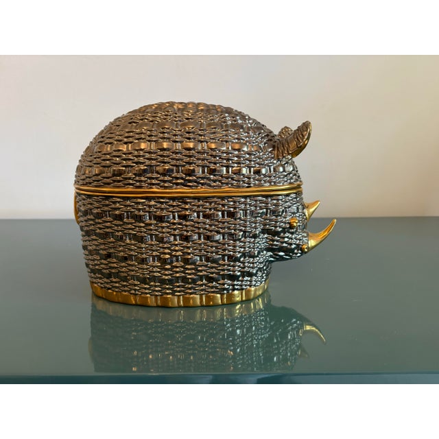Vintage Gucci (Attributed To) Rhino Ceramic Lidded Box For Sale - Image 11 of 11