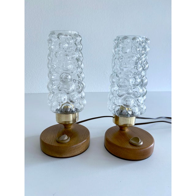 Modern Vintage Bubble Glass Table Lamps, 1970s, Set of 2 For Sale - Image 3 of 14