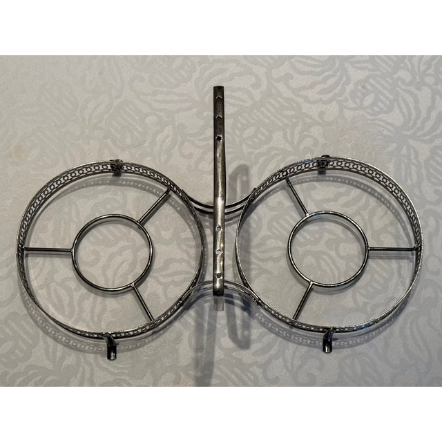1960s Mid-Century Queen Anne Silver-Plated and Glass Double Jam Server - 3 Pieces For Sale In Los Angeles - Image 6 of 11