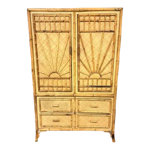Vintage Rattan and Bamboo Cabinet