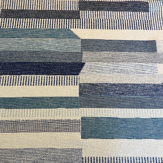 Christopher Farr Cloth Blue Woven Stripe Fabric 1 1/2 Yards