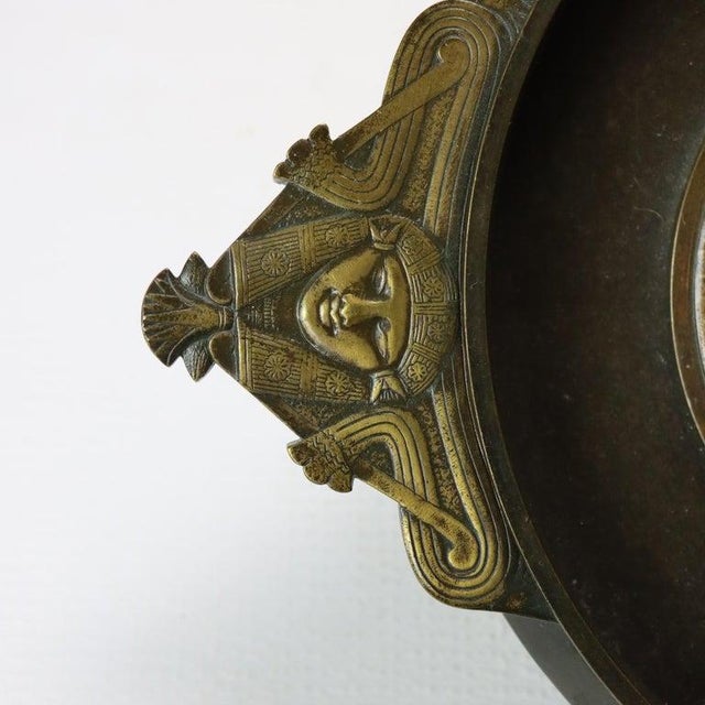 Traditional 1880 Egyptian Revival Figural Relief Bronze Tazza For Sale - Image 3 of 9