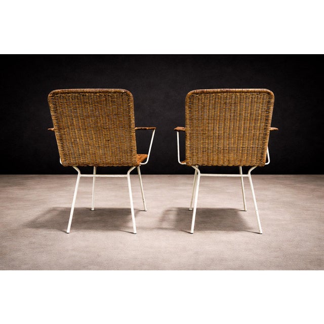 Brazilian Modern Pair of Armchairs in Cane & Iron, Carlo Hauner, 1950s For Sale In New York - Image 6 of 11