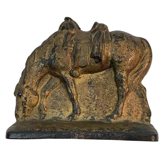 Vintage Cast Iron Grazing Horse Bookends - A Pair For Sale - Image 4 of 10