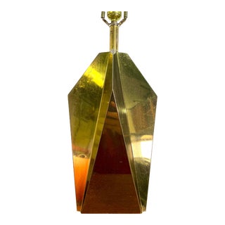 Mid Century Modern Faceted Brass Table Lamp For Sale
