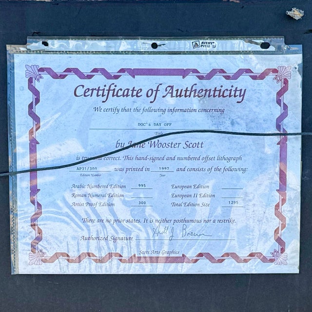 Late 20th Century J. Wooster Scott “Doc’s Day Off” Americana Lithograph, Signed & Framed Original Art For Sale - Image 11 of 11