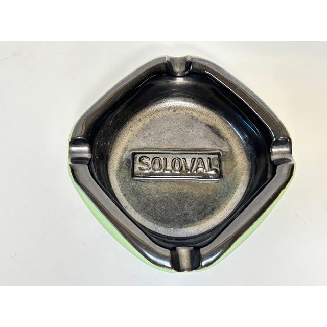 Large French Mid-Century Advertising Ceramic Ashtray Green and Black 1950s For Sale In Palm Springs - Image 6 of 13