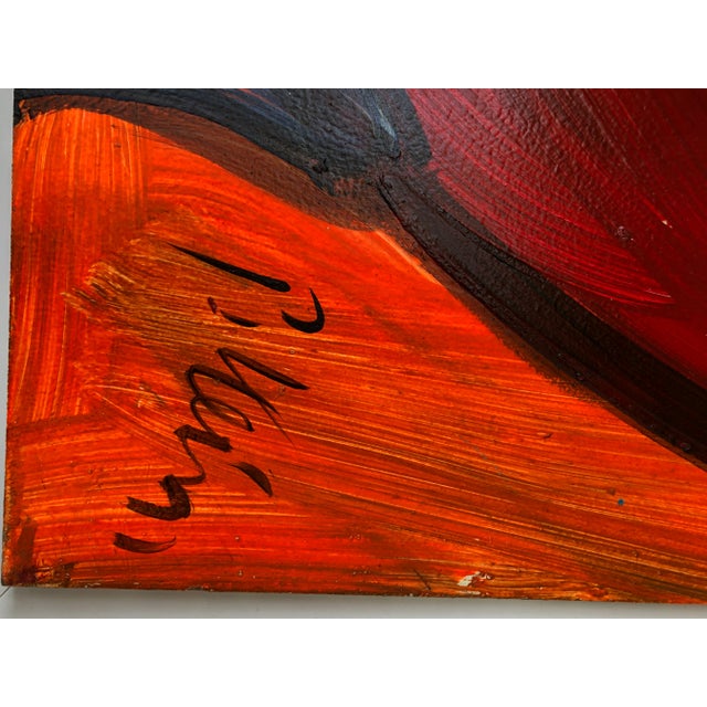 Peter Keil has produced many Portrait Oil on Boards of this size but the Orange and Blood Rede hues in this piece are...