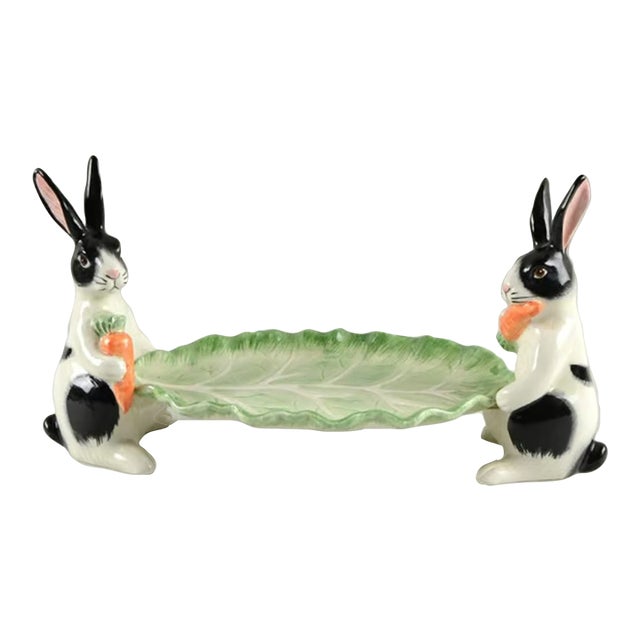 Fitz & Floyd Kensington Rabbit Cracker Server Boat For Sale