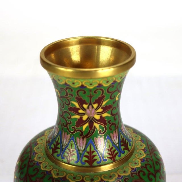 Chinese Cloisonne Floral Enameled Vase 20thC For Sale - Image 6 of 9