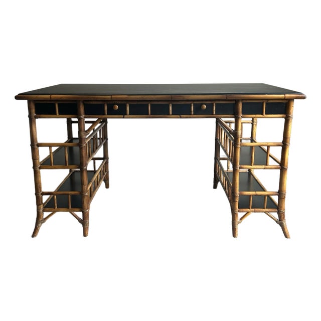Late 20th Century English Chinoiserie Style Bamboo Desk by Milling Road for Baker For Sale