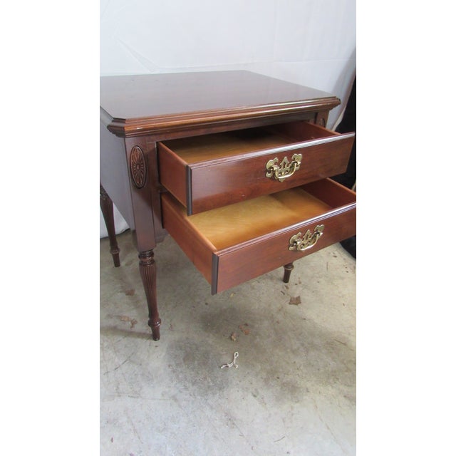 1980s Ethan Allen Georgian Court Cherry Nightstand Table For Sale - Image 6 of 10