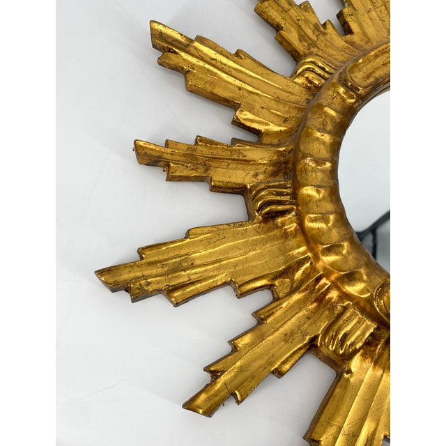 Gilded Wooden Sun Mirror For Sale - Image 5 of 11