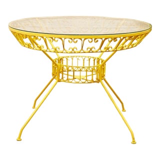 Styled After Arthur Umanoff Yellow Vintage Outdoor Table For Sale