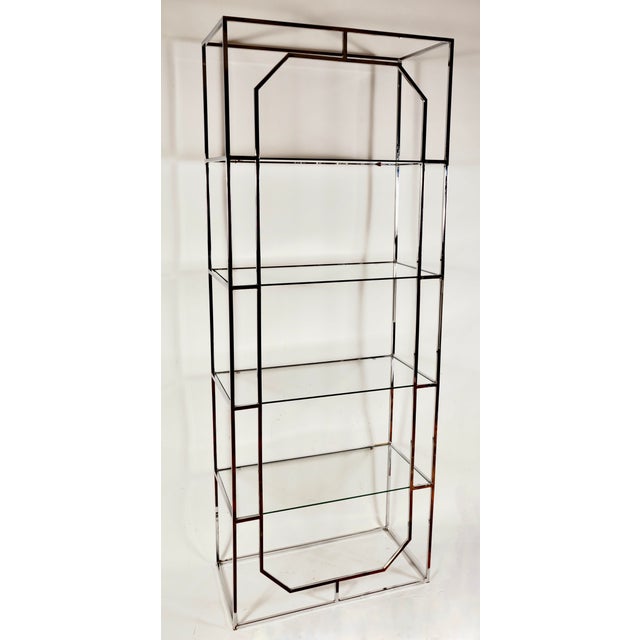 Metal Chrome and Glass Etagere - 4 Shelves in the Style of Milo Baughman for Design Institute of America For Sale - Image 7 of 7