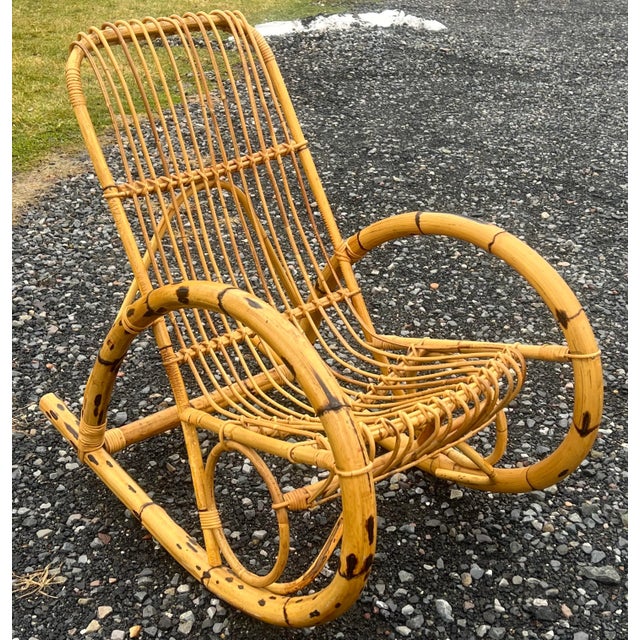Wood Vintage Bamboo 1960’s Franco Albini Style Rocker For Sale - Image 7 of 9