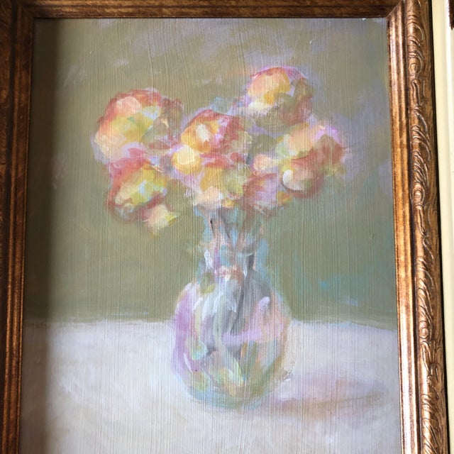 Original 8 x 10 painting on Masonite unsigned overall with ornate frame is 14 x 16