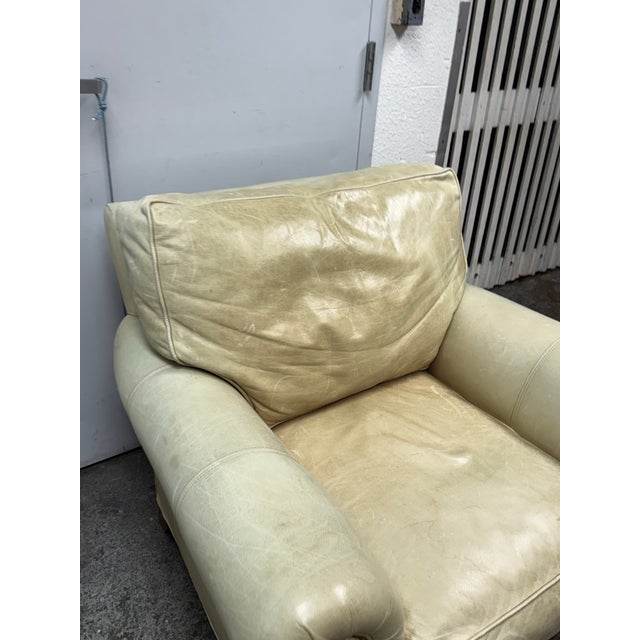 Late 20th Century Benchmade Tipped Ivory Leather Arm Chair For Sale - Image 5 of 12
