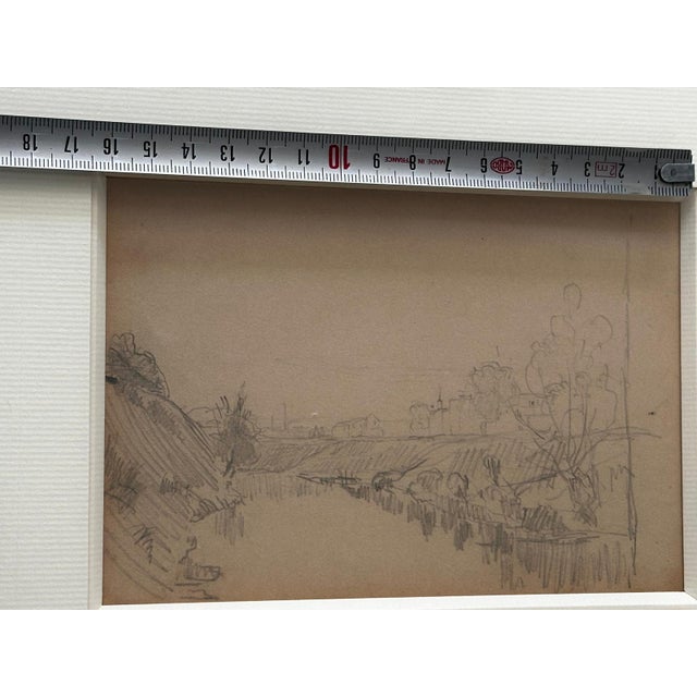 Stanislas Lépine, Landscapes, Original Double-Sided Pencil Drawing on Paper, Framed For Sale - Image 6 of 15