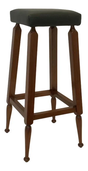 Black Leather Mayan Bar Stool