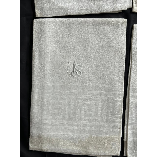 Antique French Linen Monogram Towel Set of 7 For Sale - Image 9 of 12