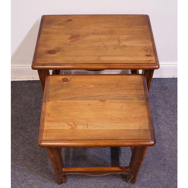 Brown Ethan Allen Chateau Normandy Collection Solid Pine 25" Nesting End Tables 17-8016 - 217 Finish For Sale - Image 8 of 12
