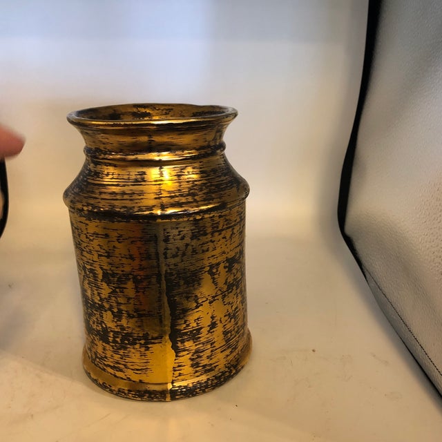 Hollywood Regency 1980s Hollywood Regency Stangl Black and Gold Vase For Sale - Image 3 of 6
