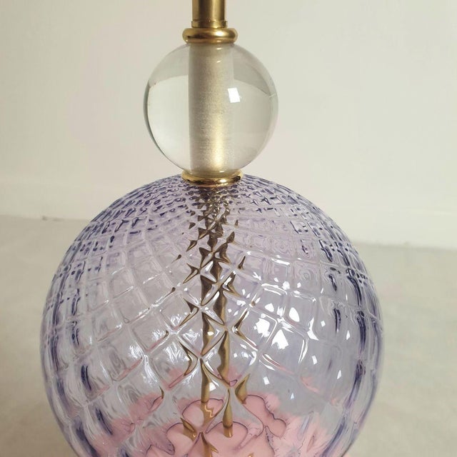 Pink 1980s Mid-Century Modern Pink Murano Glass Lamp For Sale - Image 8 of 9