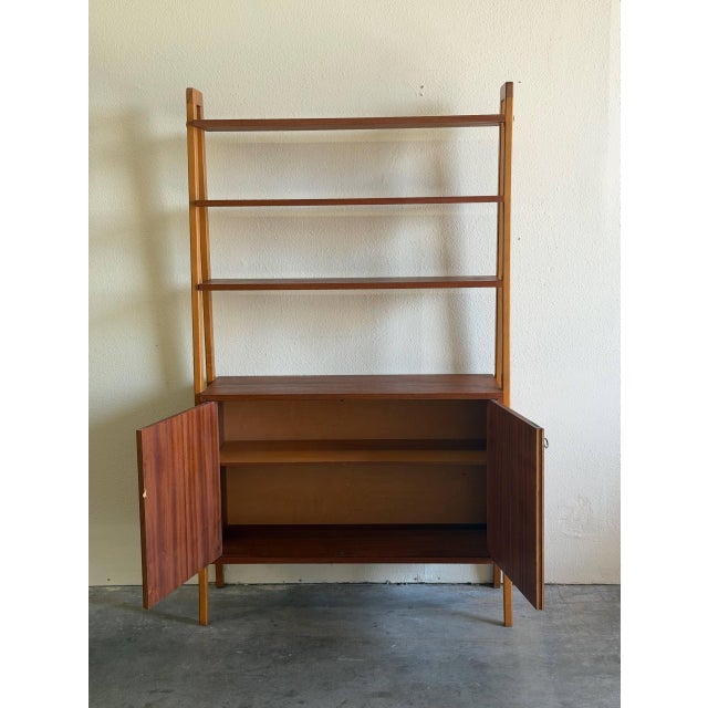Swedish Teak Wall Unit in Style of Gillis Lundgren Mid Century Modern Bookcase Cabinet 1960s For Sale - Image 4 of 10