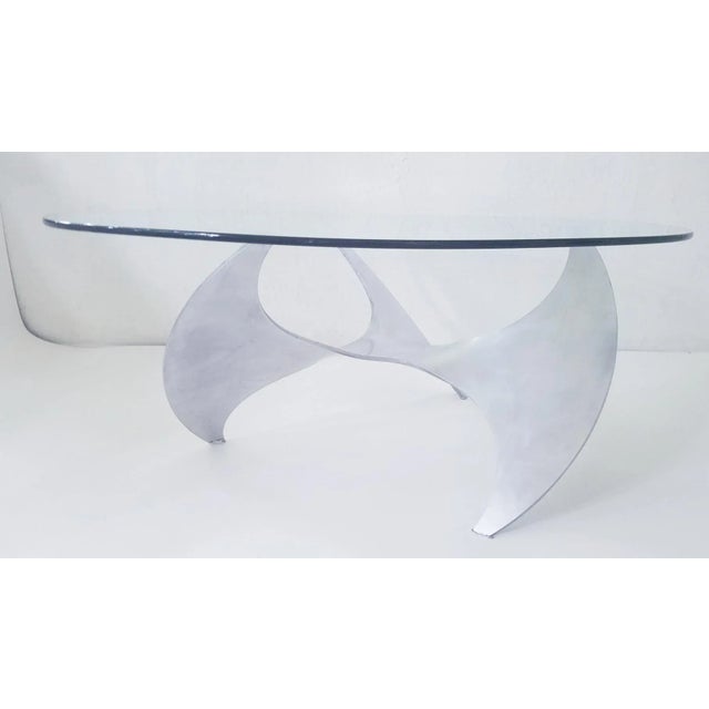 1960s Vintage Coffee Table Glass Aluminum Propeller Knut Hesterberg for Ronald Schmitt Mid Century Modern For Sale In Tampa - Image 6 of 9