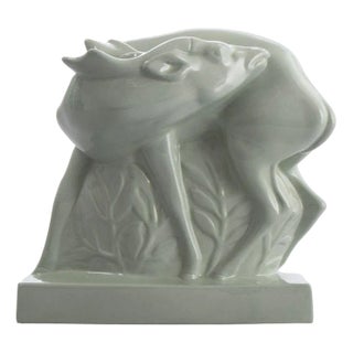 Art Deco Fallow Deer in Celadon Glaze by John Skeaping for Wedgwood, 1930s For Sale