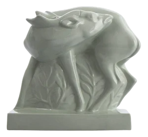 Art Deco Fallow Deer in Celadon Glaze by John Skeaping for Wedgwood, 1930s