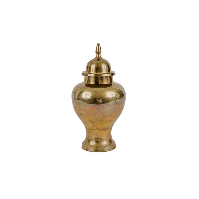 Mid-Century Modern Vintage Pair of Brass Ginger Jars Mid-Century Modern Hollywood Regency For Sale - Image 3 of 9