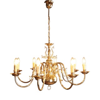 Flemish Brass 8-Armed Chandelier For Sale
