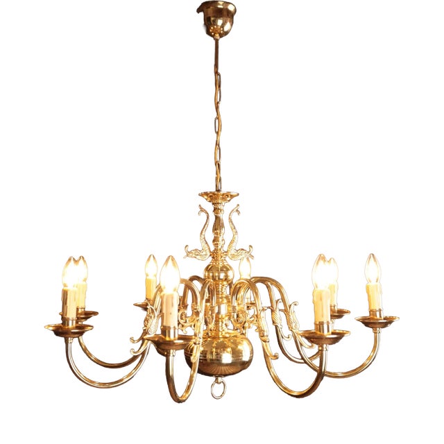 Flemish Brass 8-Armed Chandelier For Sale