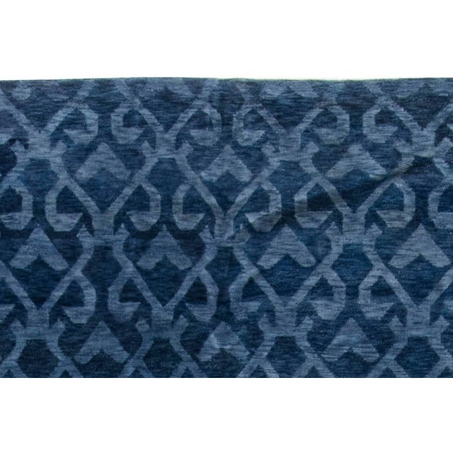 Contemporary Navy Blue Handcrafted Pashmina Euro Rug by Doris Leslie Blau For Sale In New York - Image 6 of 8