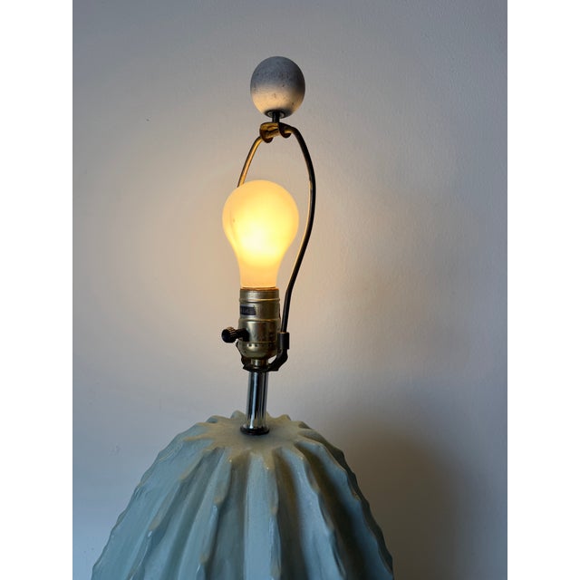 Green 1980s Vintage Alsy Barrel Cactus Plaster Table Lamp For Sale - Image 8 of 12