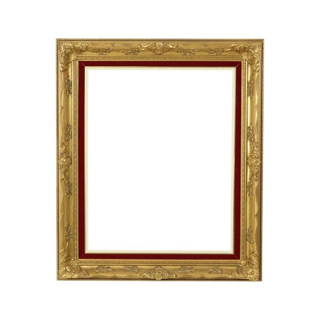 Vintage Baroque Style Gilded and Red Velvet Frame For Sale - Image 5 of 18