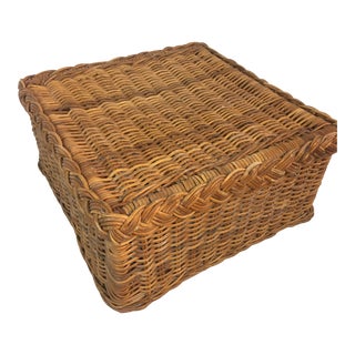 Vintage Wicker Ottoman For Sale