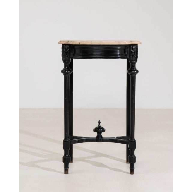 19th Century France Napoleon III Black Wood Console Table For Sale - Image 10 of 11