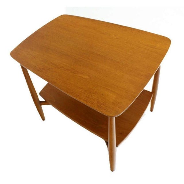 Mid-Century Modern Two Tier One Drawer Walnut End Side Table by John Stuart MINT For Sale - Image 9 of 9