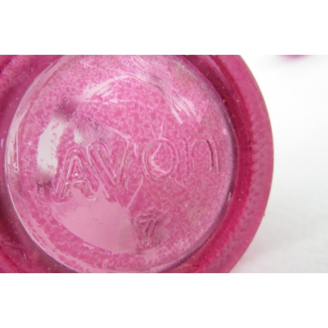 Magenta Avon Empty Magenta Glass Bottle With Stopper 1970s Skin So Soft Decanter 4884b For Sale - Image 8 of 9