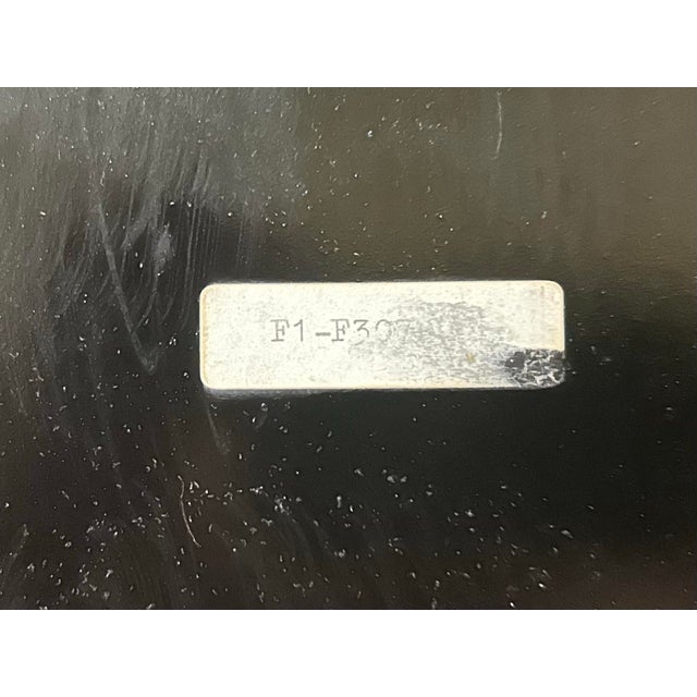 Vintage Chinoiserie Tiered Coffee Table With Serving Tray and Gold Metal Handles, Tiers Lined With Woven Cane, Faux Bamboo Legs and Floral Motifs For Sale - Image 12 of 12