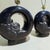 Mid-Century Modern Cylindrical Gloss Matte Black Floral Table Lamps - a Pair For Sale - Image 3 of 7