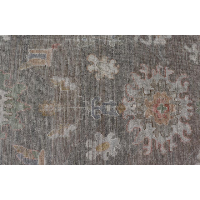 Dove Gray Modern Oushak Rug by Keivan Woven Arts in Brown, Cream and Soft Green 3'1 X 5'2 For Sale - Image 8 of 10