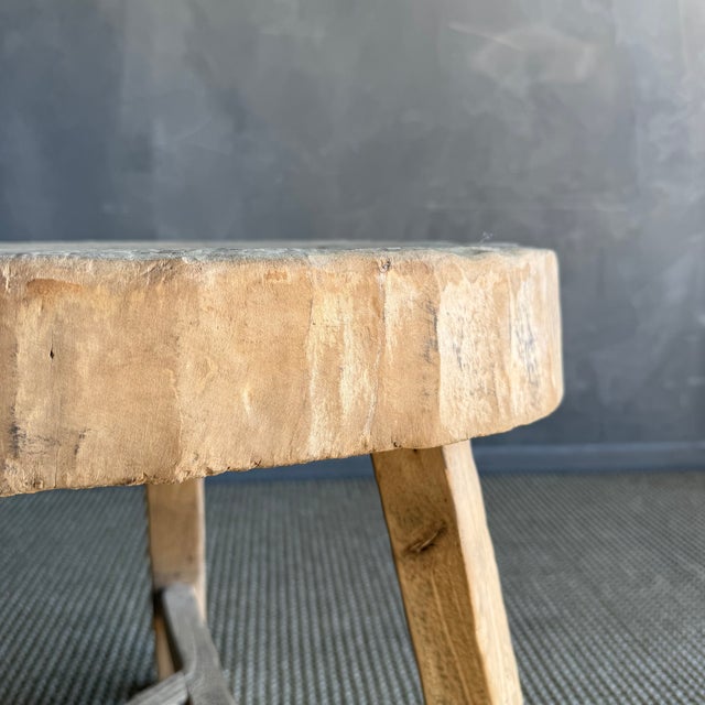 Wood Vintage Elm Wood Chop Block Table #Q53 For Sale - Image 7 of 8