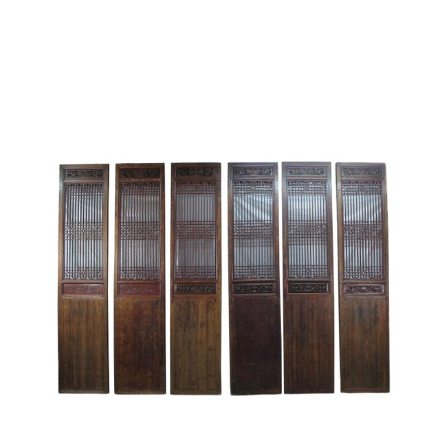 This set of 6 antique Chinese lattice screen panel is a rare find. Measuring 29 in width and almost 11 feet tall each,...